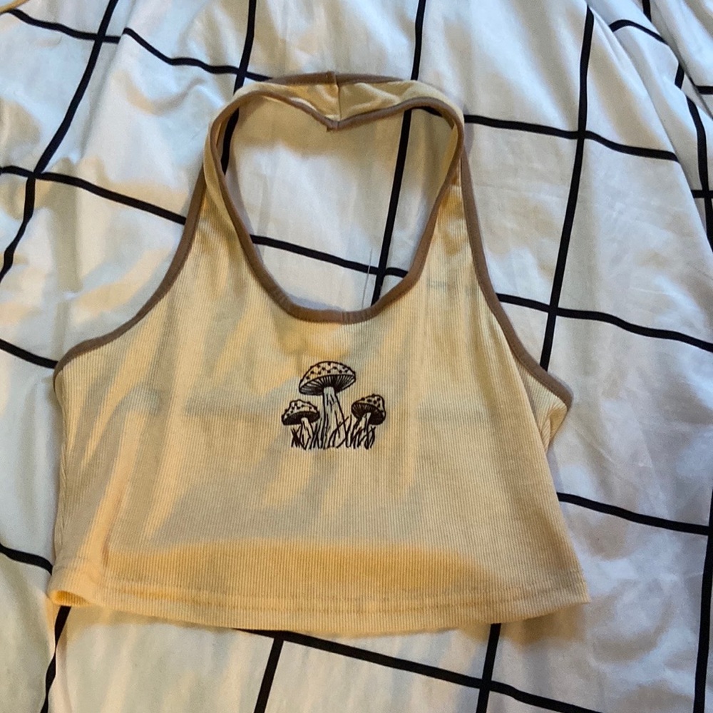 cute mushroom embroidery top